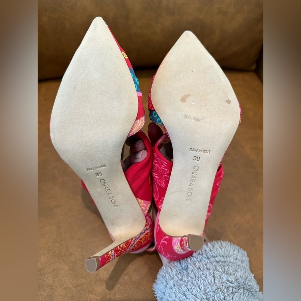 NEW Chiara Boni La Petite Robe Colorful Twist Knot Point Strappy Heels 39 US 9 - Picture 6 of 6